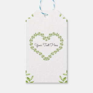 Étiquettes-cadeau Cœur Vert Feuilles Mariage Campagnard Chic Végétal
