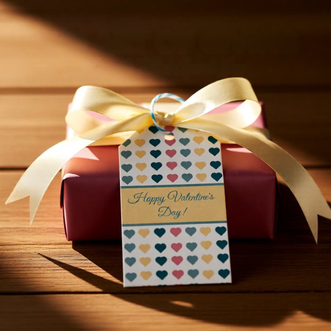 Étiquettes-cadeau Coeurs amoureux Pastel (Pastel Heart Pattern Valentine’s Gift Tags)