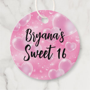 Étiquettes Cadeau Cœurs Bulles Roses Mignons Anniversaire 90's Sweet