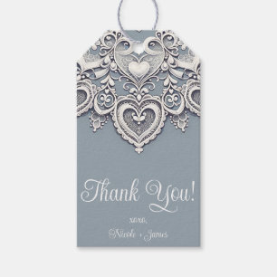 Étiquettes-cadeau Cœurs charme romantique mariage bride lace blanche