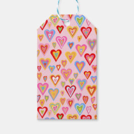 Étiquettes-cadeau Coeurs colorés