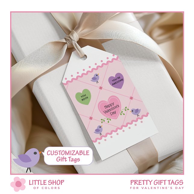 Étiquettes-cadeau Coeurs de bonbons personnalisables Valentines Day (Créateur téléchargé)