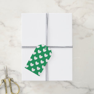 Étiquettes-cadeau Coeurs de polka blanche personnalisée sur Kelly gr