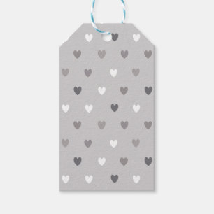 Étiquettes-cadeau Coeurs de polka minuscules dans les tons gris