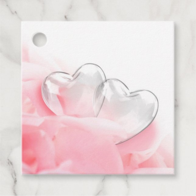 Étiquettes Cadeau Coeurs de verre romantique Heureuse Sainte-Valenti (Devant)