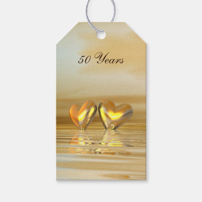 Étiquettes-cadeau Coeurs d'or (Devant)