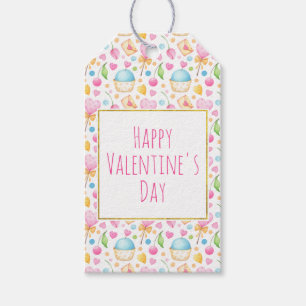 Étiquettes-cadeau Coeurs et muffins Motif d'aquarelle de Saint-Valen