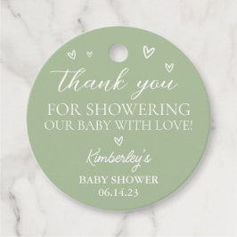 Étiquettes Cadeau Coeurs modernes Bonjour Baby shower Merci