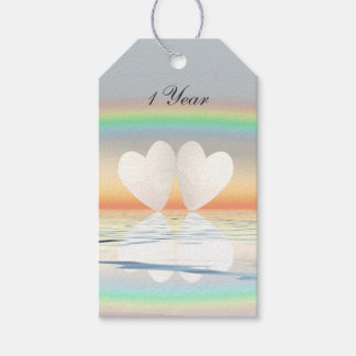 Étiquettes-cadeau Coeurs papier du 1er anniversaire