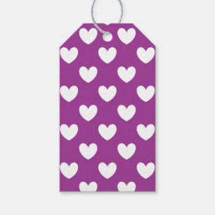Étiquettes-cadeau Coeurs polka blanc sur violet