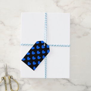 Étiquettes-cadeau Coeurs polka bleu sur noir