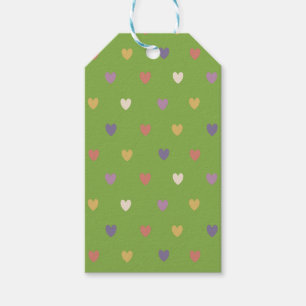 Étiquettes-cadeau Coeurs Polka sur vert vert