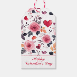 Étiquettes-cadeau Coeurs roses et Rose