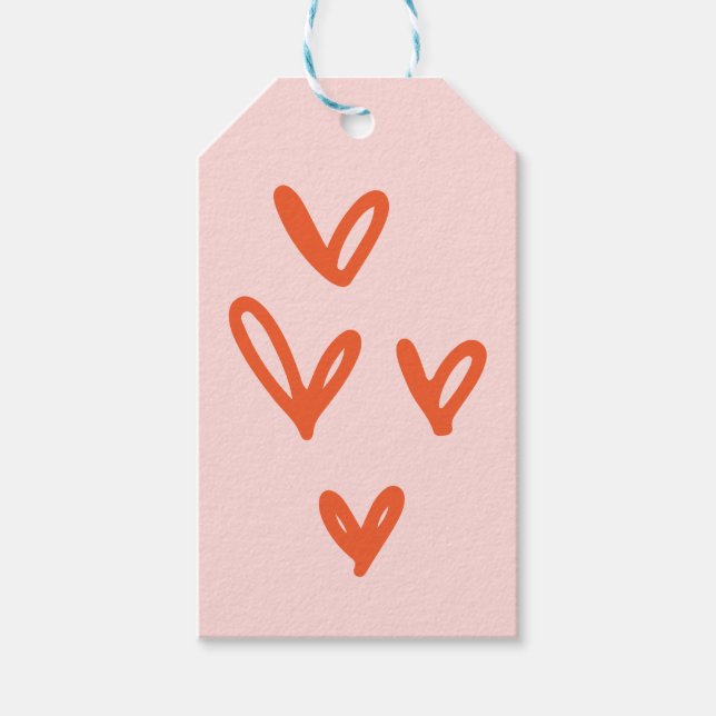 Étiquettes-cadeau Coeurs roses et rouges de la Saint-Valentin (Devant)