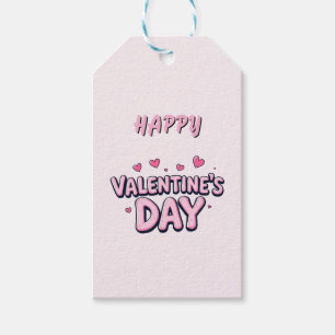 Étiquettes-cadeau Coeurs roses Heureuses Saintes-Valentin modernes e