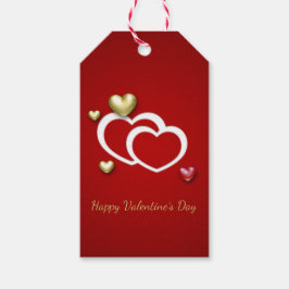 Étiquettes-cadeau Coeurs Valentin Rouge Or Moderne