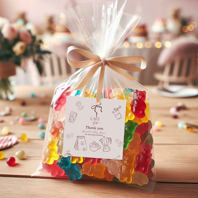 Étiquettes Cadeau Coffee Theme Beige Cafe Bebe Brewing Baby Shower (Créateur téléchargé)