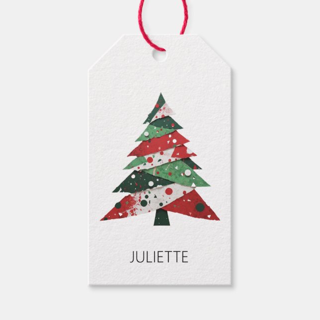 Étiquettes-cadeau Collage Arbre de Noël (Devant)