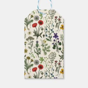 Étiquettes-cadeau Collage de fleurs sauvages