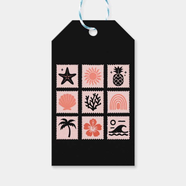 Étiquettes-cadeau Collage des timbres de nature (Devant)