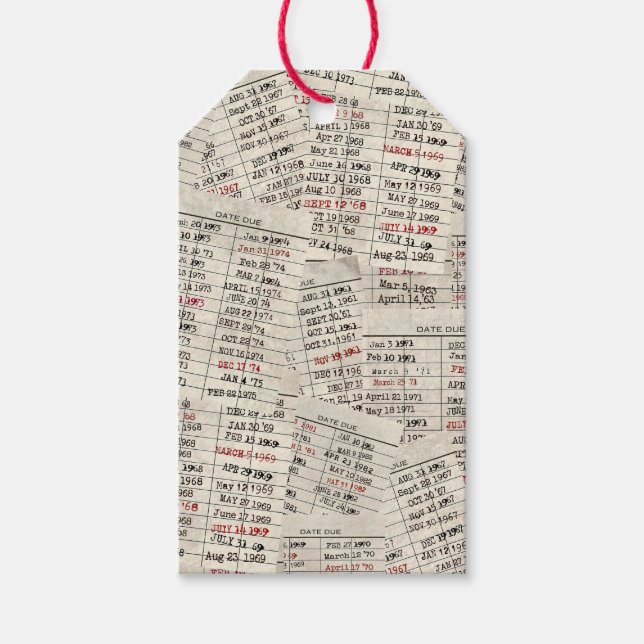 Étiquettes-cadeau Collection de cartes de bibliothèque ancienne (Devant)