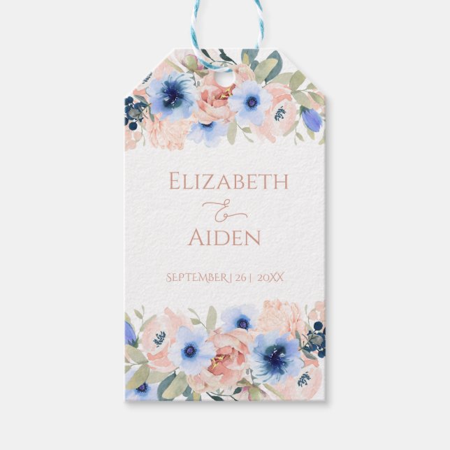 Étiquettes-cadeau Collection de Mariages bleu Peach (Devant)