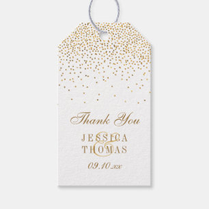 Étiquettes-cadeau Collection Vintage de Mariage Glam Gold Confetti
