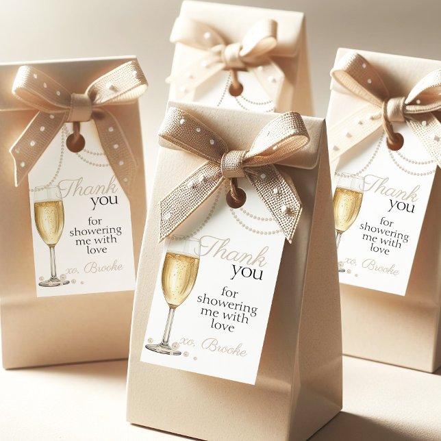 Étiquettes-cadeau Collier de perles Prosecco élégant Remerciement po (Créateur téléchargé)