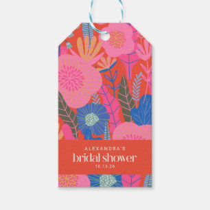 Étiquettes-cadeau Coloré Boho rouge Floral Fête des mariées personna