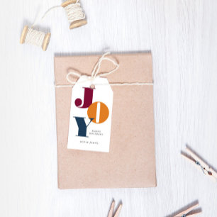Étiquettes-cadeau Coloré Bold Script Joy Holiday Tags cadeaux