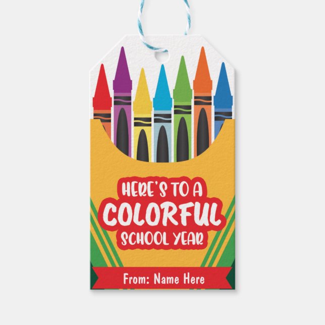 Étiquettes-cadeau Coloré Joueur Crayola Couleur Premier Jour De L'Éc (Devant)