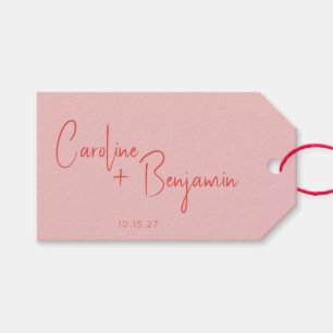 Étiquettes-cadeau Coloré moderne Boho rose rouge Mariage Script