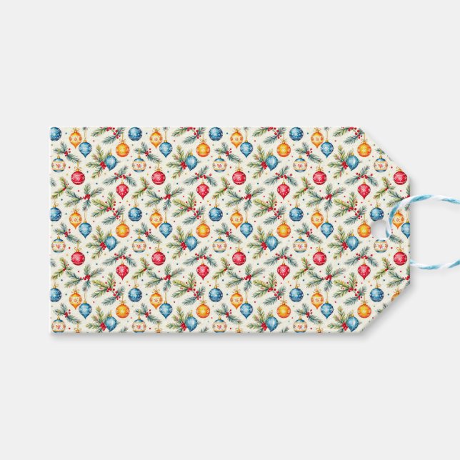 Étiquettes-cadeau Colorful Ornaments (Devant (Horizontal))
