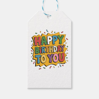 Étiquettes-cadeau Comic Burst Joyeux Anniversaire