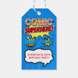 Étiquettes-cadeau Comic Superhero 00e anniversaire Merci de fête