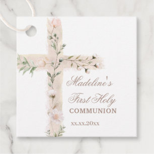 Étiquettes Cadeau communion de la première croix sainte florale