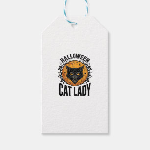 Étiquettes-cadeau Conception de chemise de chat noir vintage de dame