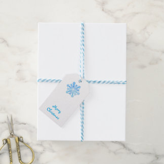 Étiquettes-cadeau conception de flocon de neige bleu cristal