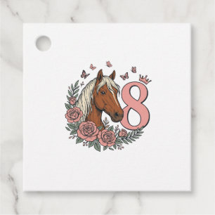 Étiquettes Cadeau Conception de gravure vintage florale pour le 8e a