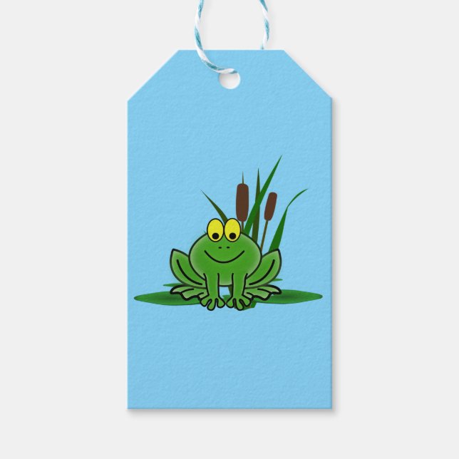 Étiquettes-cadeau Conception de grenouille verte (Devant)