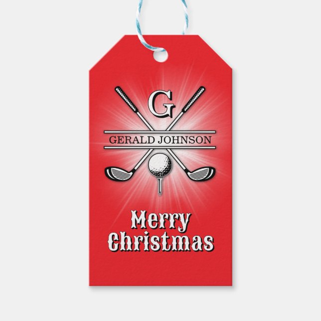 Étiquettes-cadeau Conception de monogramme de golf personnalisé pour (Devant)