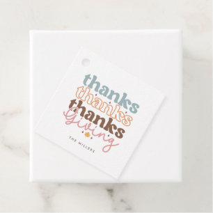 Étiquettes Cadeau Conception de typographie groovy pour Thanksgiving