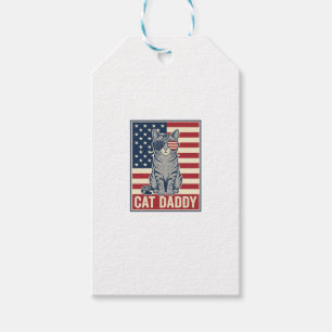 Étiquettes-cadeau Conception de vecteur de chat patriotique Cat Dadd