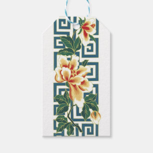 Étiquettes-cadeau Conception florale chinoise
