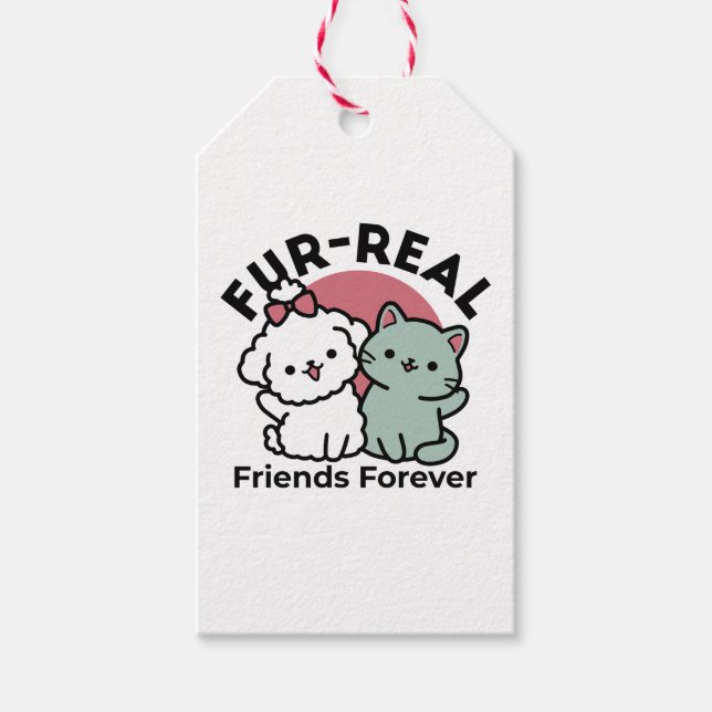 Étiquettes-cadeau Conception "Fur-Real Friends Forever" (Devant)