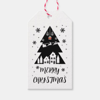 Étiquettes-cadeau Conception personnalisée d'arbre de Noël avec traî
