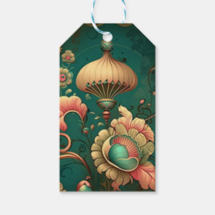 Étiquettes-cadeau Conception rétro vintage floral vert
