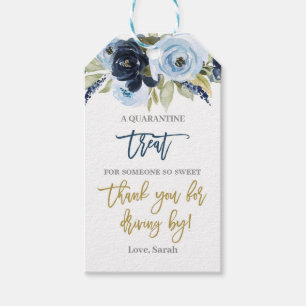 Étiquettes-cadeau Conduite par floral bleu