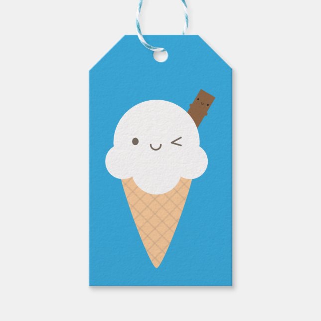Étiquettes-cadeau Cone de crème glacée Kawaii (Devant)