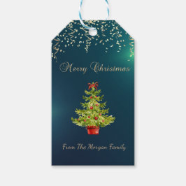 Étiquettes-cadeau Confetti de fête, Arbre de Noël, Vert